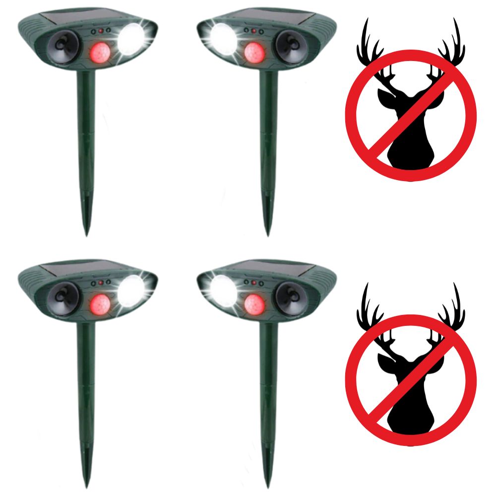 Lisslune | Solar Powered Ultrasonic Deer Repeller, Pack Of 4