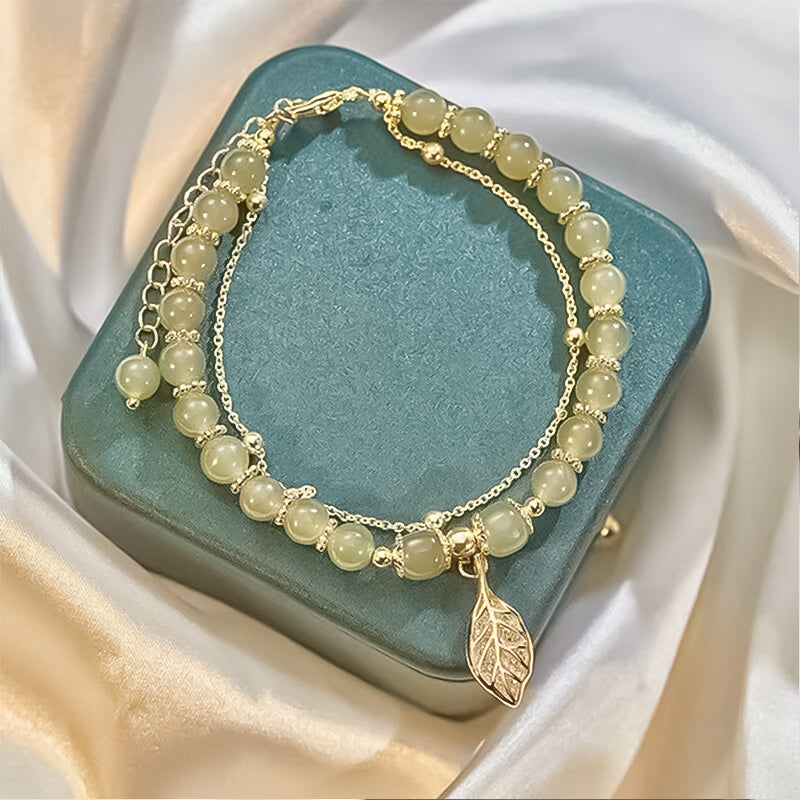 Lisslune | Hetian Jade Bracelet with Leaf