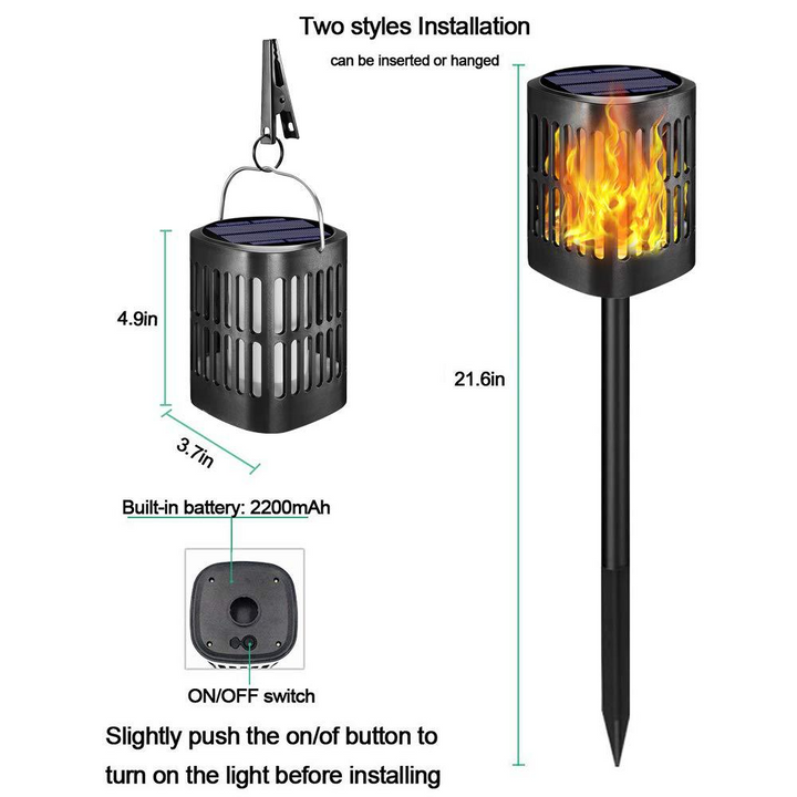 Lisslune | Solar LED Flame Lantern – Decorative Outdoor Lighting for Garden and Terrace with Hanging Possibility