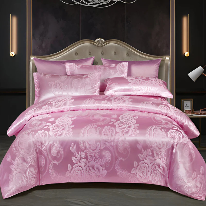 Lisslune | Satin Floral Bedding Set with Duvet Cover and Pillowcases