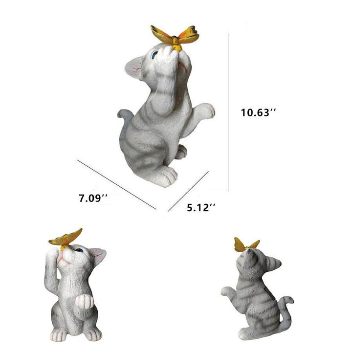 Lisslune | SolarPurr Garden Light | LED Cat Figure with Butterfly | Solar Powered | Weatherproof | Outdoor Decoration