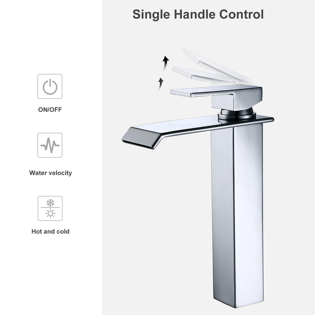 Lisslune | Waterfall taps bathroom Chrome Bath fittings High single-lever mixer Waterfall mixer tap sink