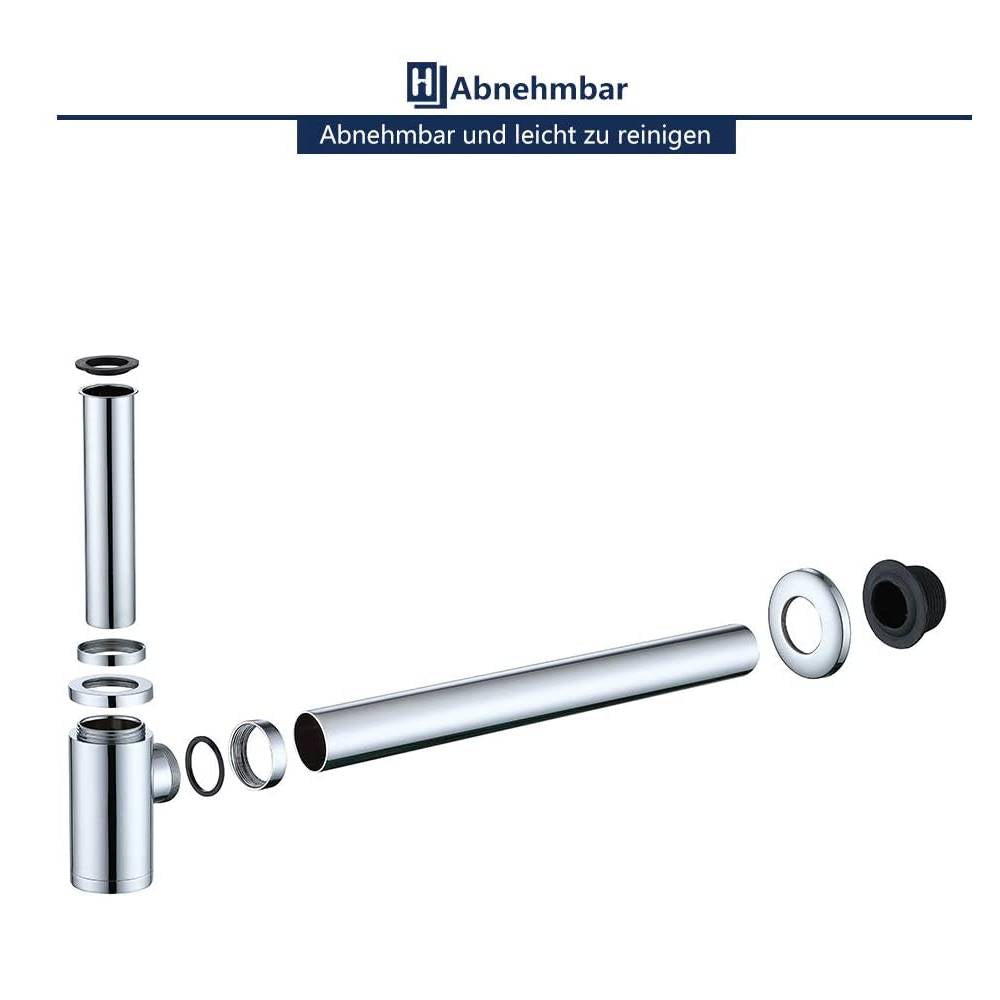 Lisslune | Pipe siphon 1-1/4 stainless steel siphon height adjustable drain pipe with odor trap siphon for sink