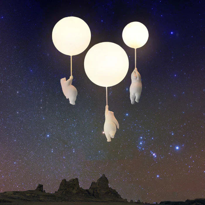 Lisslune | CloudBear Kids Ceiling Light – Bear & Balloon LED Pendant Lamp for Nursery and Bedroom Decor