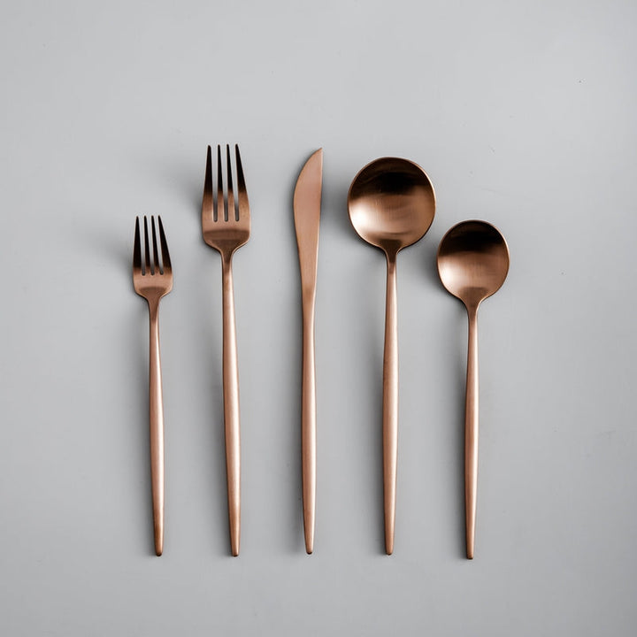 Lisslune | Minimalist Flatware Set – 20-Piece Titanium-Coated Stainless Steel Cutlery | Modern Matte Finish for Elegant Dining