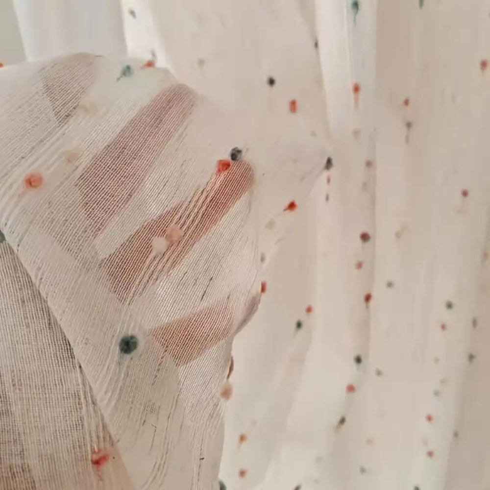 Lisslune | Sugar Bean Rainbow Embroidered Tulle Curtain Panel