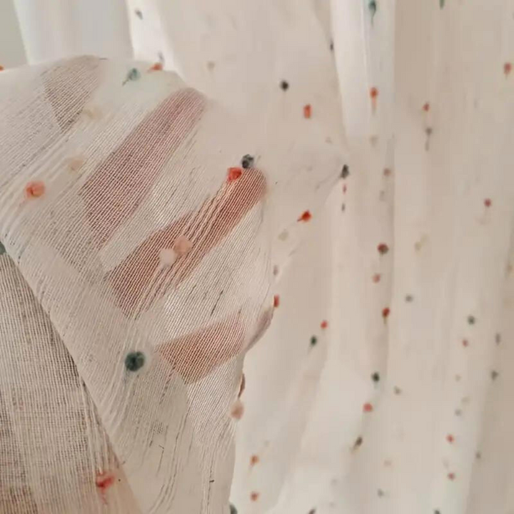 Lisslune | Sugar Bean Rainbow Embroidered Tulle Curtain Panel