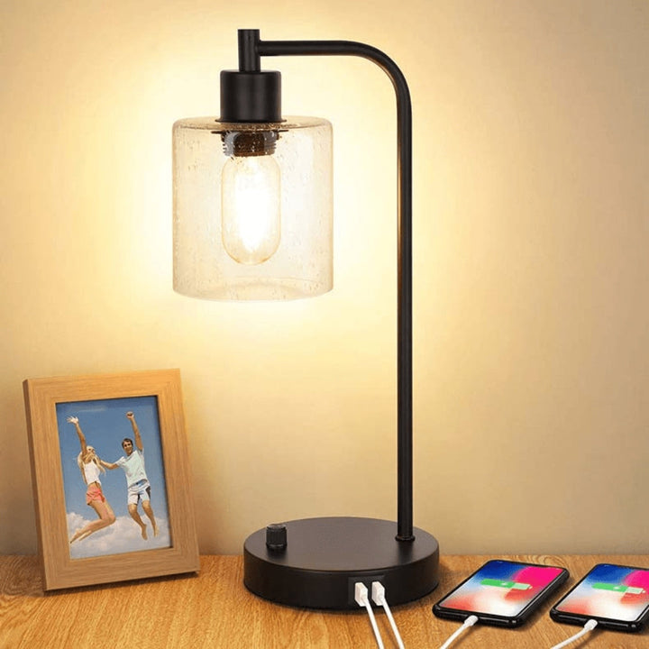 Lisslune | ClarityCharge LED desk lamp – Modern glass shade