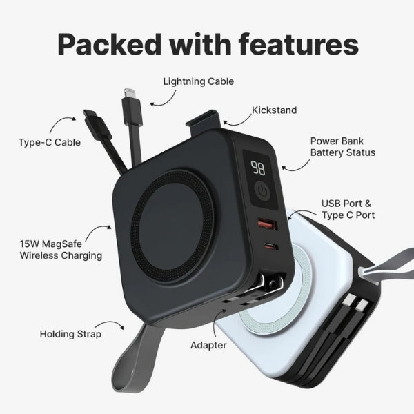 Lisslune | 5-in-1 Wall Charger with Wireless Charging Pad and Power Bank - All-in-One Charging Solution