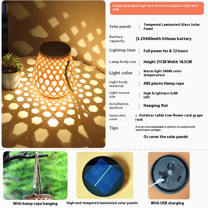 Lisslune | Solar LED Rattan Lantern – Large Outdoor Lighting in Oval Design for Garden and Terrace