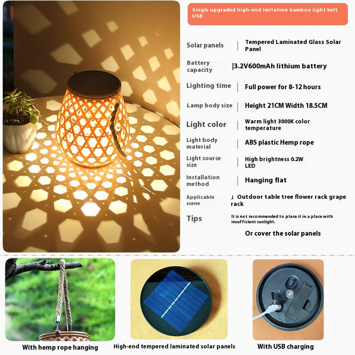 Lisslune | Solar LED Rattan Lantern – Large Outdoor Lighting in Oval Design for Garden and Terrace