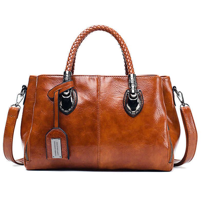 Lisslune | New handbags made of oil wax leather Boston, large tote bag made of soft leather
