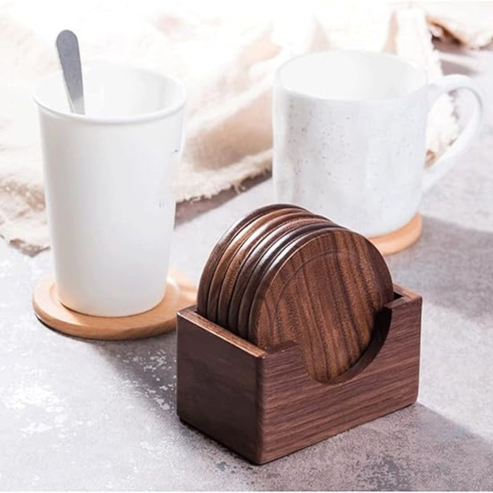 Lisslune | Japanese Style Wooden Coaster | 6pcs Set