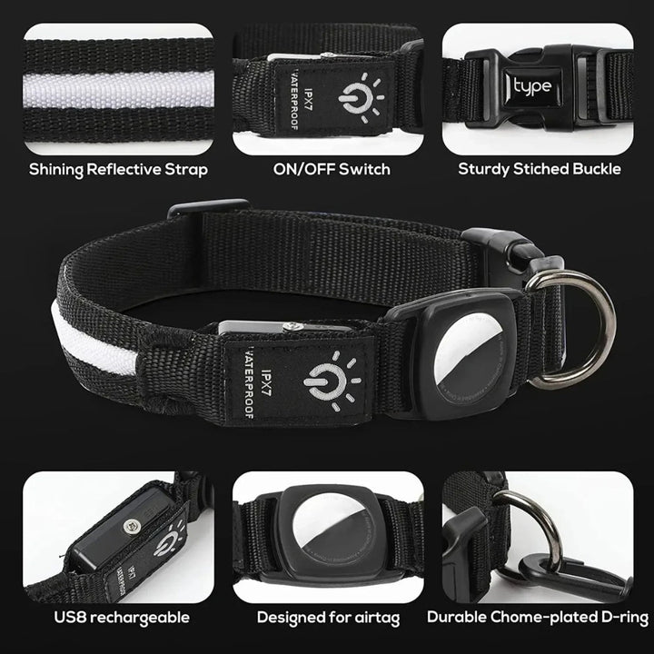Lisslune | Flashing Dog Collars – Waterproof LED Light Up Dog Collar with USB Rechargeable Glow, Dog Collars Illuminated for Night Safety, All Sizes