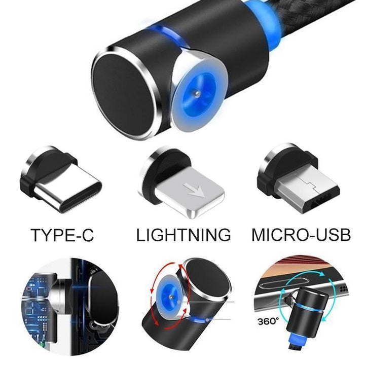Lisslune | Bequee 3 in 1 magnetic charging cable for Lightning, Micro and Type C, 2m
