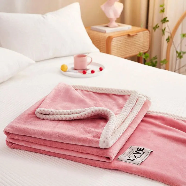 Lisslune | Flannel Fleece Snuggle Blanket in Pink