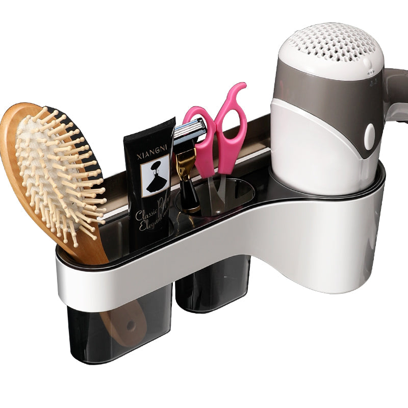 Lisslune | Punch-Free Bathroom Hair Dryer Wall Shelf with Comb, Razor Racks, for Storing Toilet Bathroom Items