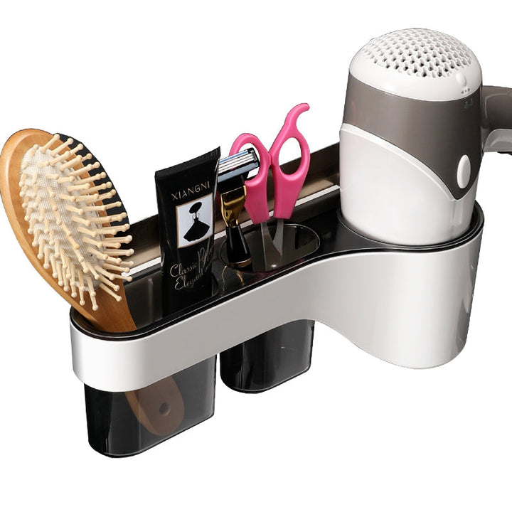 Lisslune | Punch-Free Bathroom Hair Dryer Wall Shelf with Comb, Razor Racks, for Storing Toilet Bathroom Items