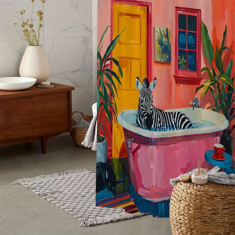 Lisslune | Playful Pink Zebra Curtain