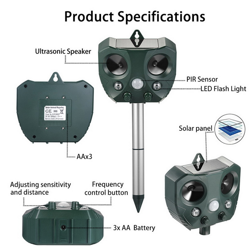 Lisslune | Effective Pest Repeller – Solar Ultrasonic Animal Deterrent for Garden