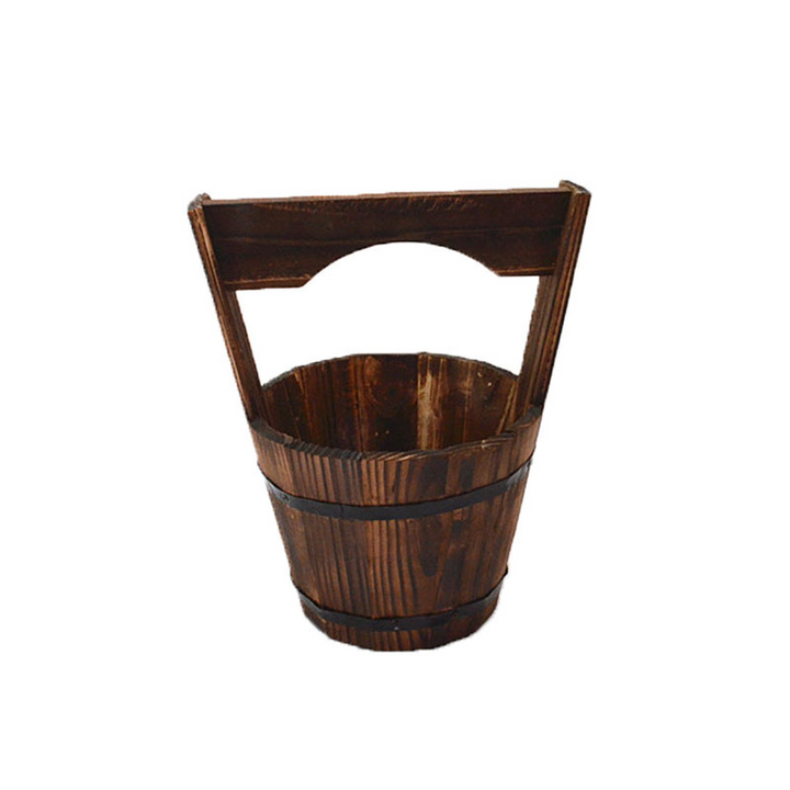 Lisslune | Wooden Bucket Planter in Barrel Design for Garden and Terrace – Decorative Flower Pots made of Wood