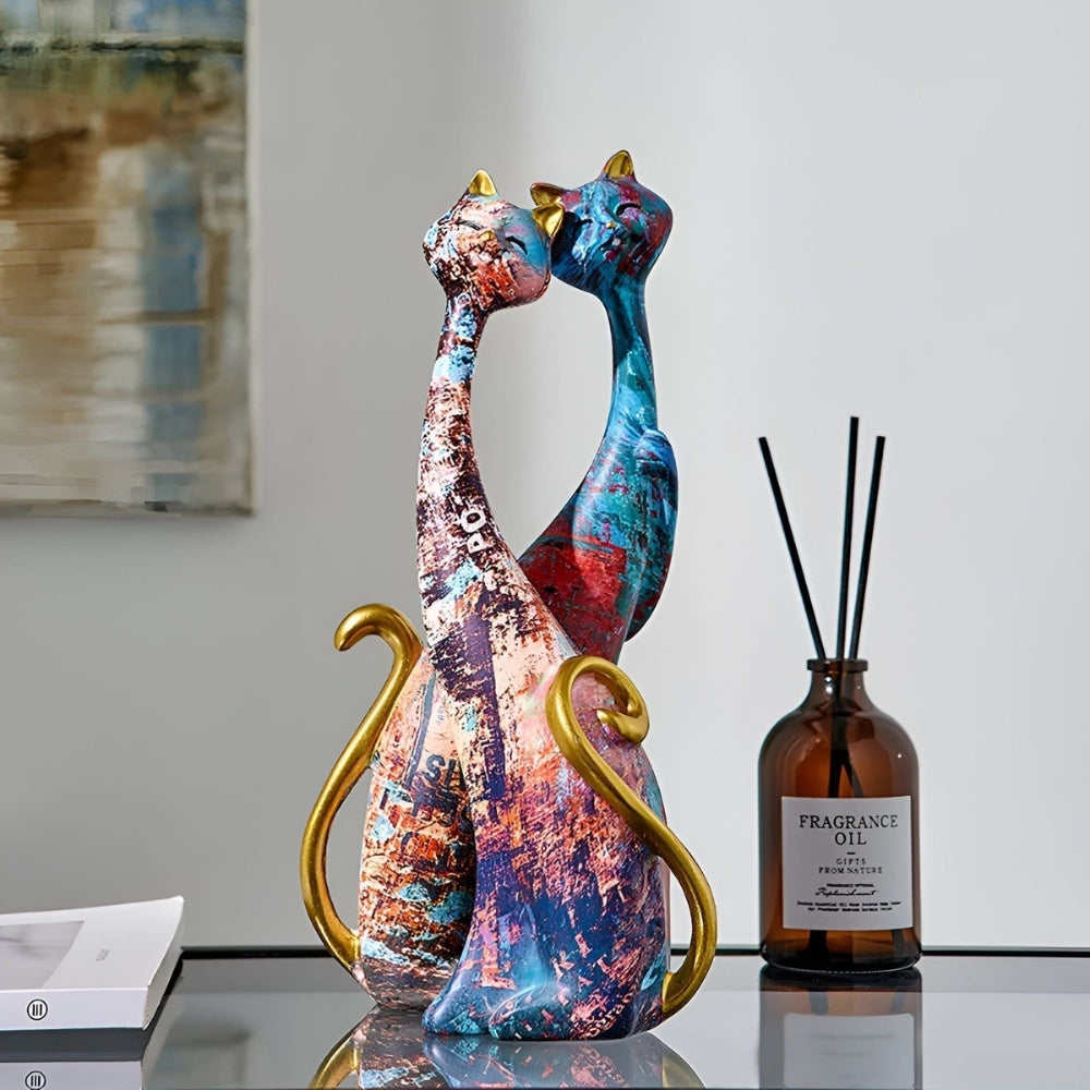 Lisslune | FelineForm – Minimalistic Cat Sculpture Duo for Modern Decorative Accents