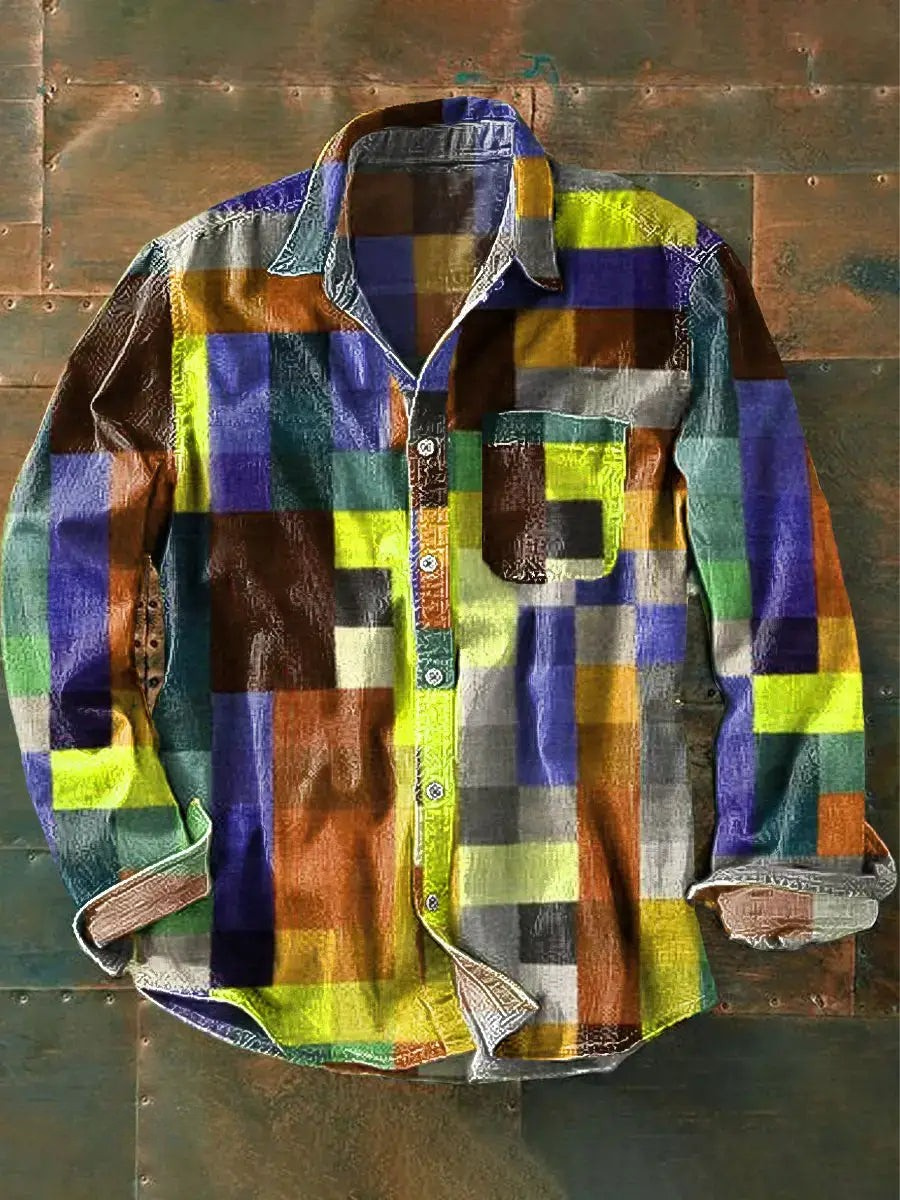 Lisslune | Stylish Colorful Patchwork Button-Down Shirt