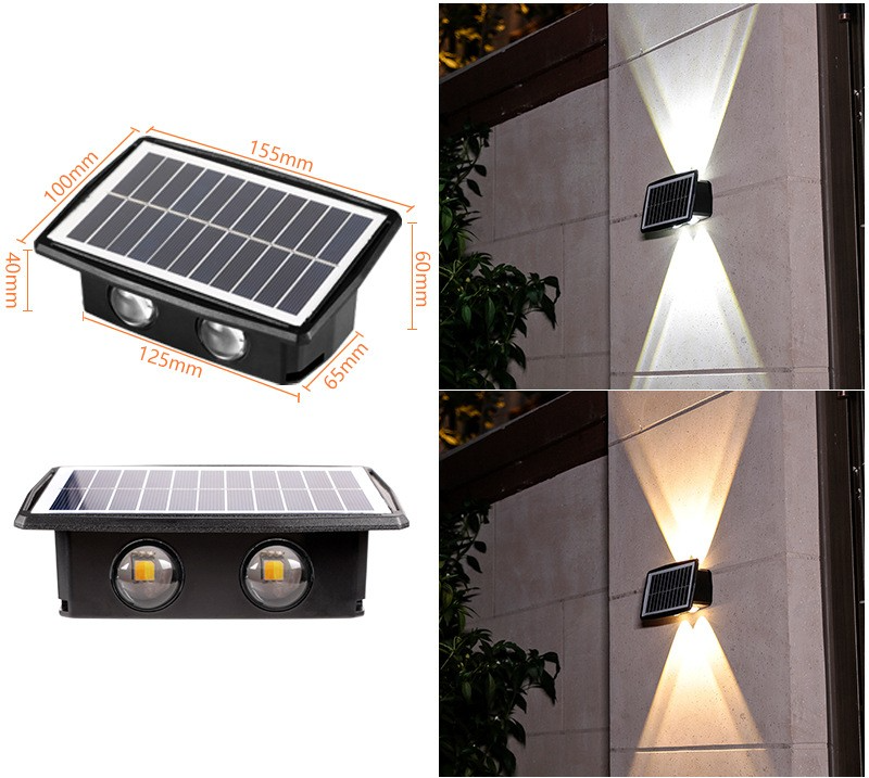 Lisslune | Solar LED outdoor wall light with up & down effect – Modern wall lighting for garden and terrace
