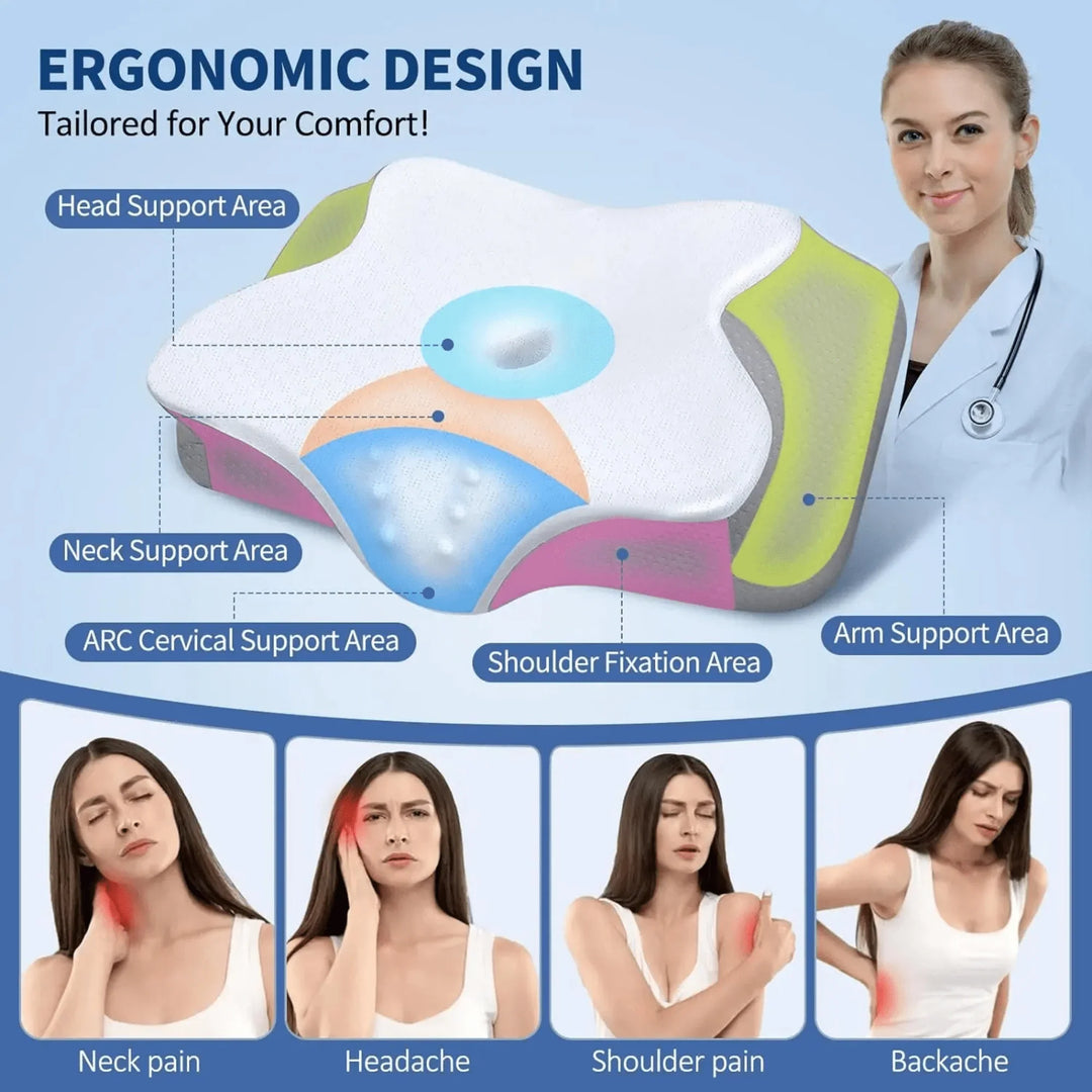Lisslune | Butterfly Memory Foam Pillow - Orthopedic Pain Relief Shaped Pillow