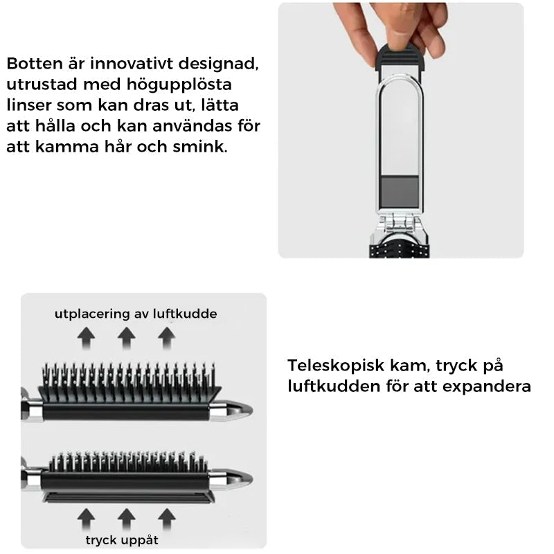 Lisslune | MirrorFlex Travel Mirror Hair Brush | Foldable & Compact | Practical Styling on the Go