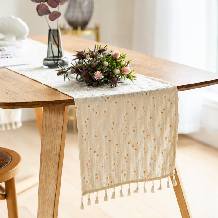 Lisslune | Playful Daisy Embroidered Boho Table Runner