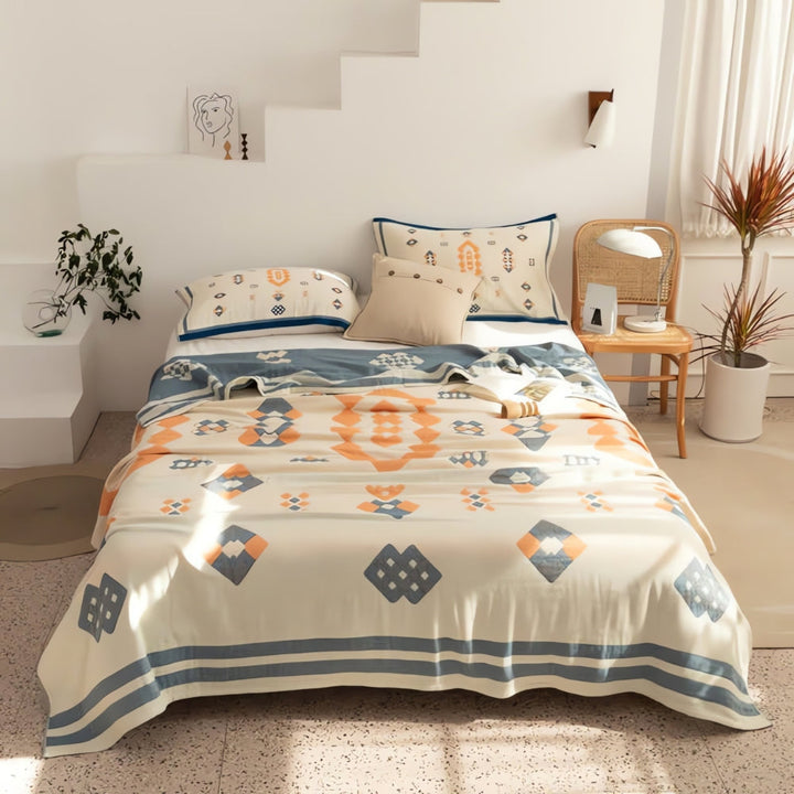 Lisslune | Chevron Design Four-Layer Cotton Blanket