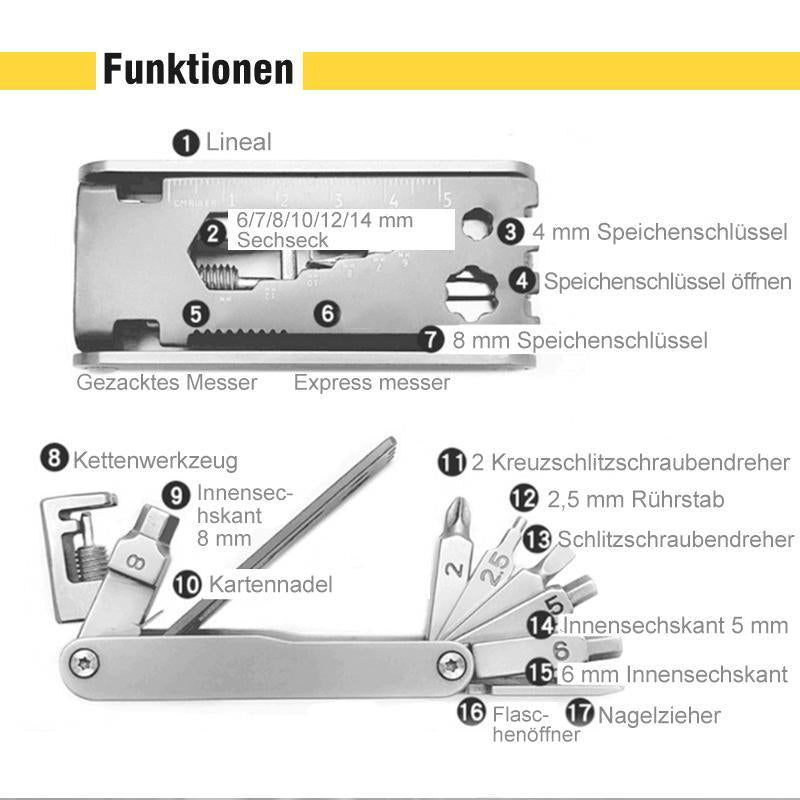 Lisslune | 17 in 1 multifunctional tool made of stainless steel