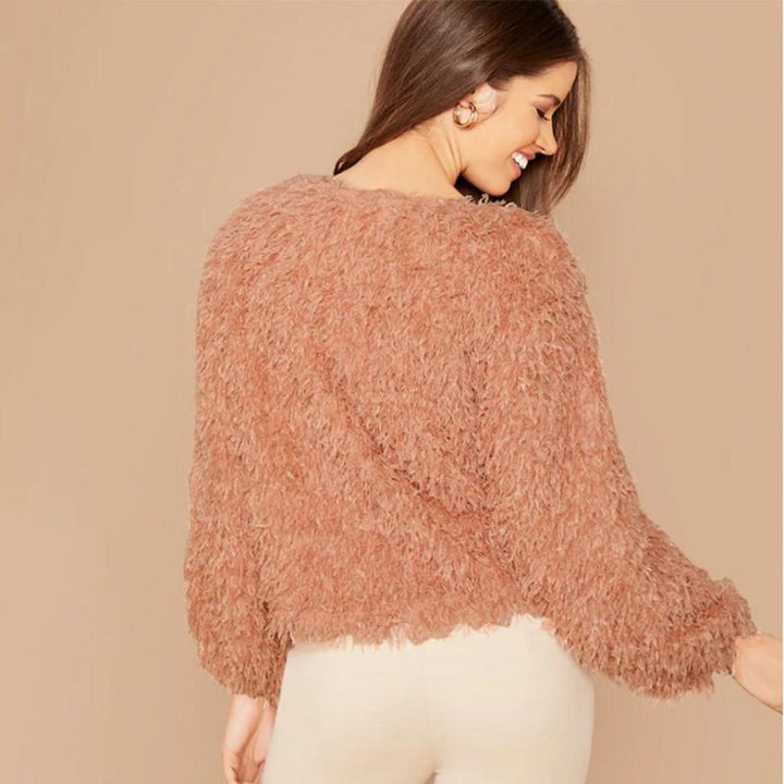Lisslune | Round Neck Plush Sweater