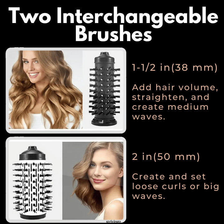 Lisslune | 3-in-1 Rotating Hair Dryer and Styler with Adjustable Temperature for Effortless Curls and Waves