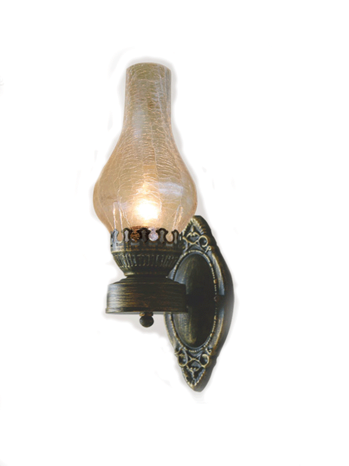 Skørter | 1 Head Wall Mount Light Antique Kerosene Iron Wall Lighting with Glass Cover in Bronze