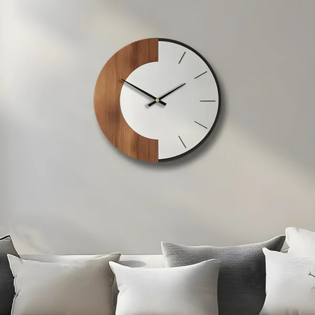 Lisslune | Oud – Large Wooden Wall Clock | Silent Modern Home Décor