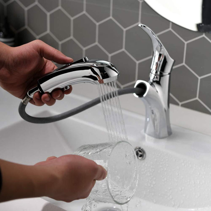 Lisslune | 2 Spray Types Sink Pull-out Shower Faucet Bathroom with Shower Pause Button Sink Faucet with Shower