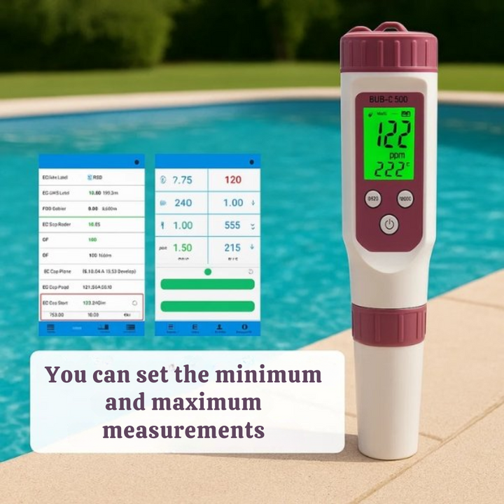 Lisslune | Digital Pool Tester – Measuring device for pH and chlorine for easy pH measurement in pool water