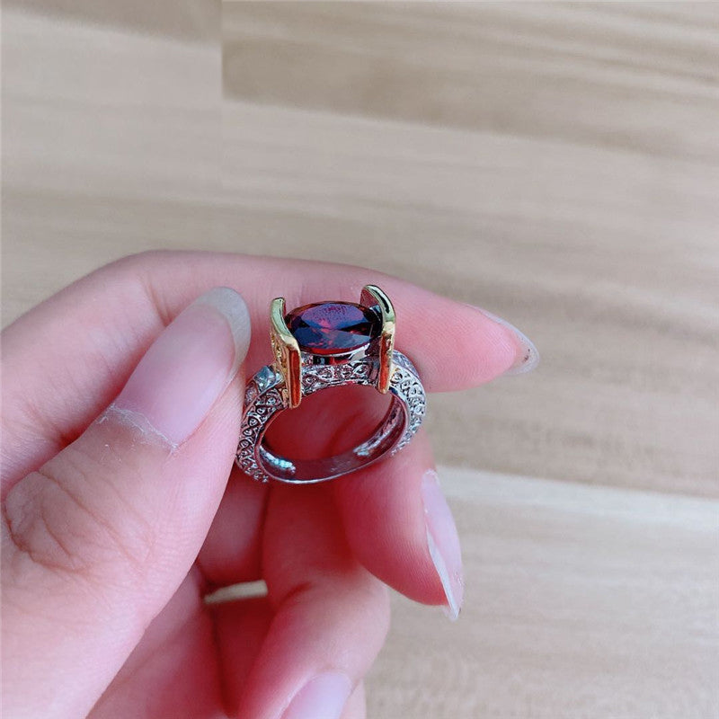 Lisslune | Fashion New Ring With Red Stones For Women Vintage Crystal Zircon Rings