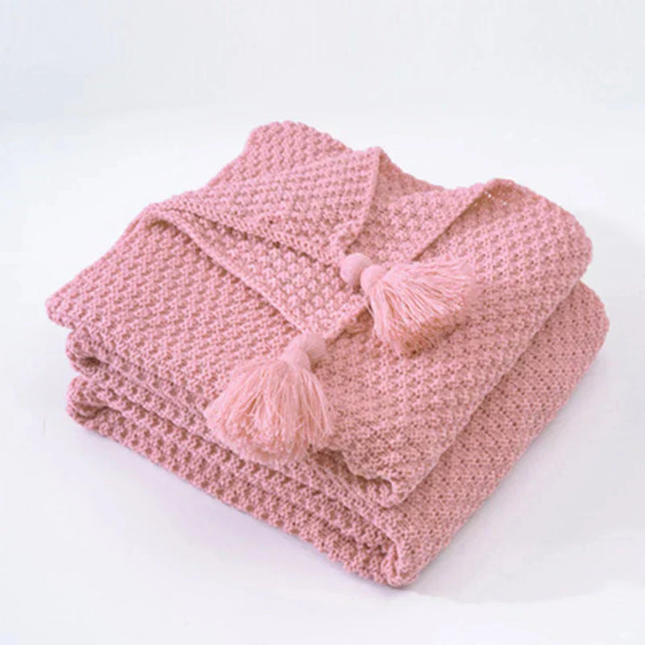 Lisslune | NordiWrap Knitted Wool Blanket with Tassels | Nordic Design | Cozy & Elegant | Perfect for Home