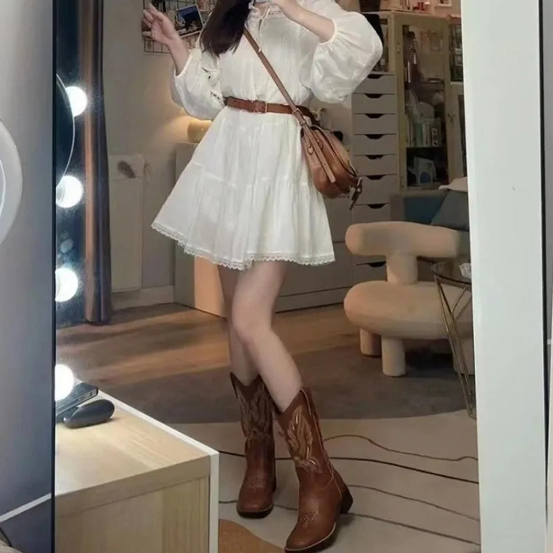 Lisslune | Western Style Boots Women with Pointed Toe and Block Heel, Cowboy Boots Women