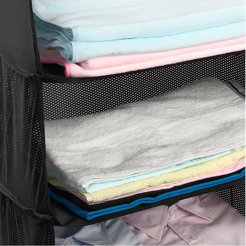Lisslune | 3-Layers Foldable Shelf Bag Multifunctional Thick Hook Travel Wardrobe Bag Storage Shelves