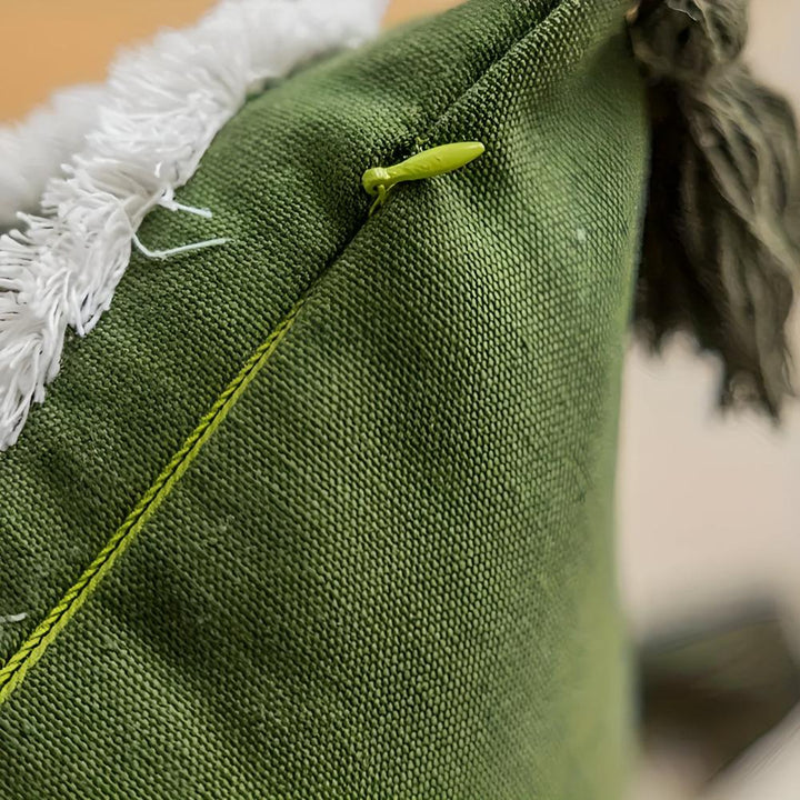 Lisslune | Plush Leaf With Tassel Cushion Cover