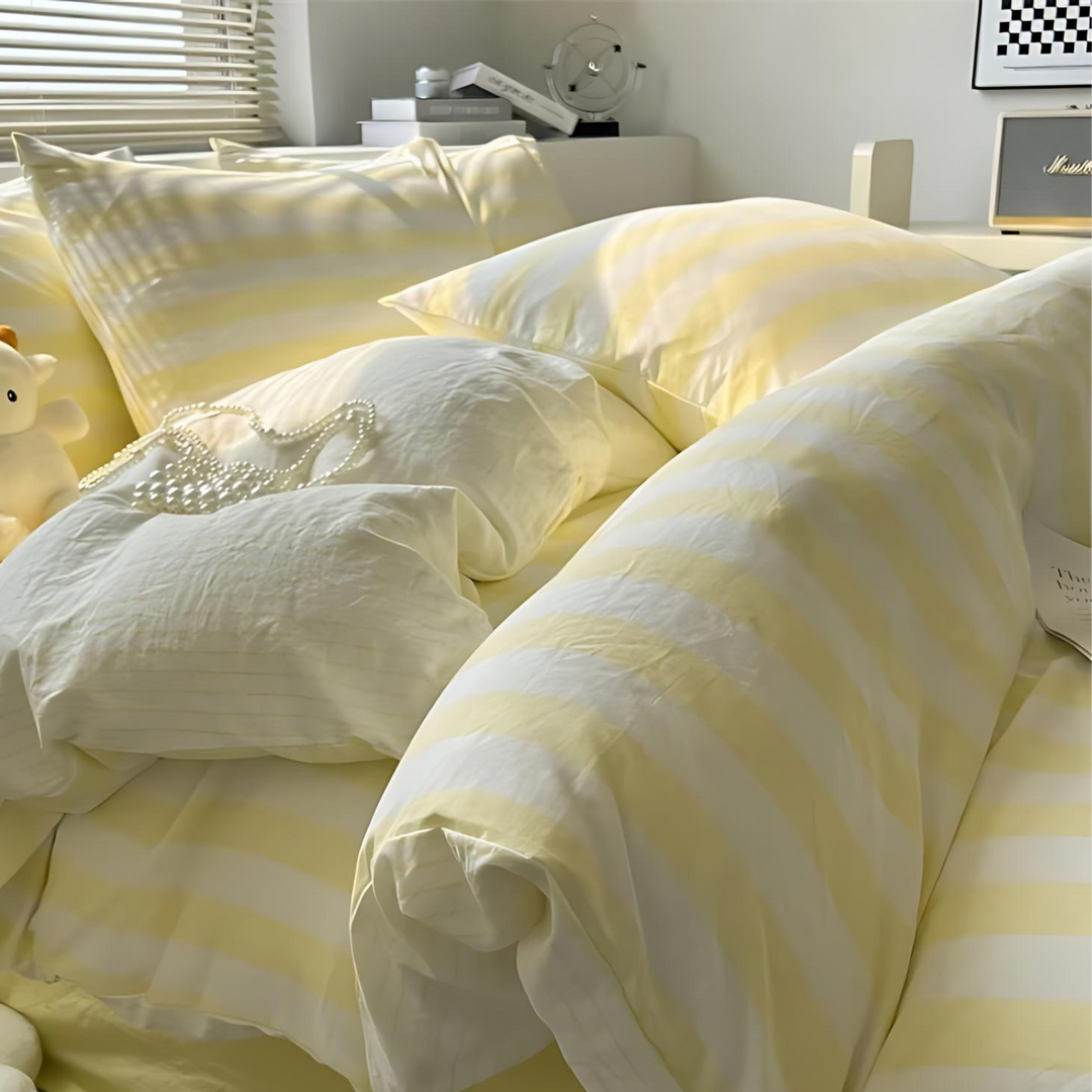 Lisslune | Elenorra Classic Striped Bedding Set 4pcs Duvet Cover Sheet