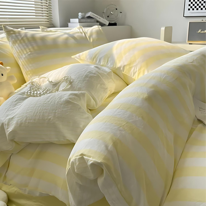 Lisslune | Elenorra Classic Striped Bedding Set 4pcs Duvet Cover Sheet