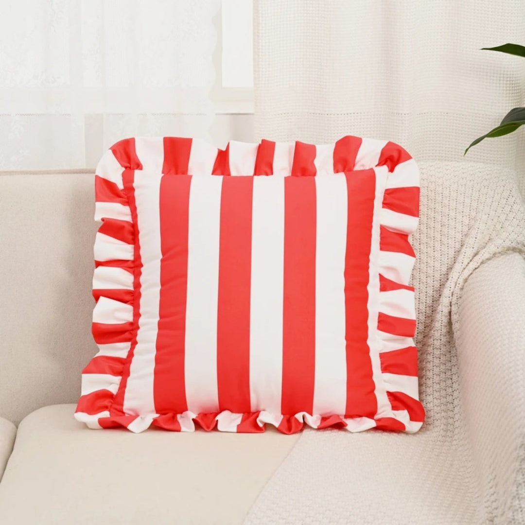 Lisslune | Retro Striped Ruffle Cushion Cover