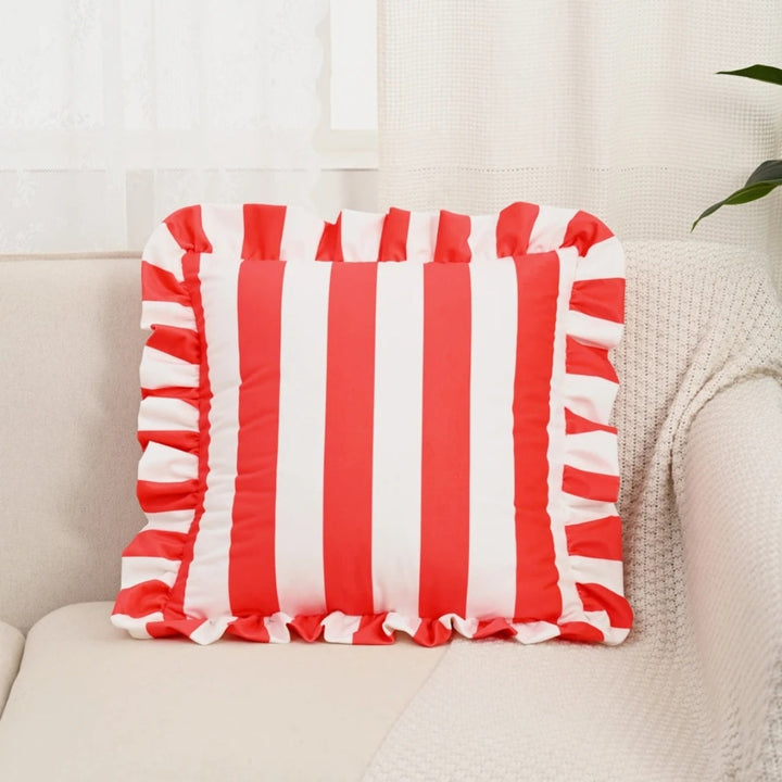 Lisslune | Retro Striped Ruffle Cushion Cover