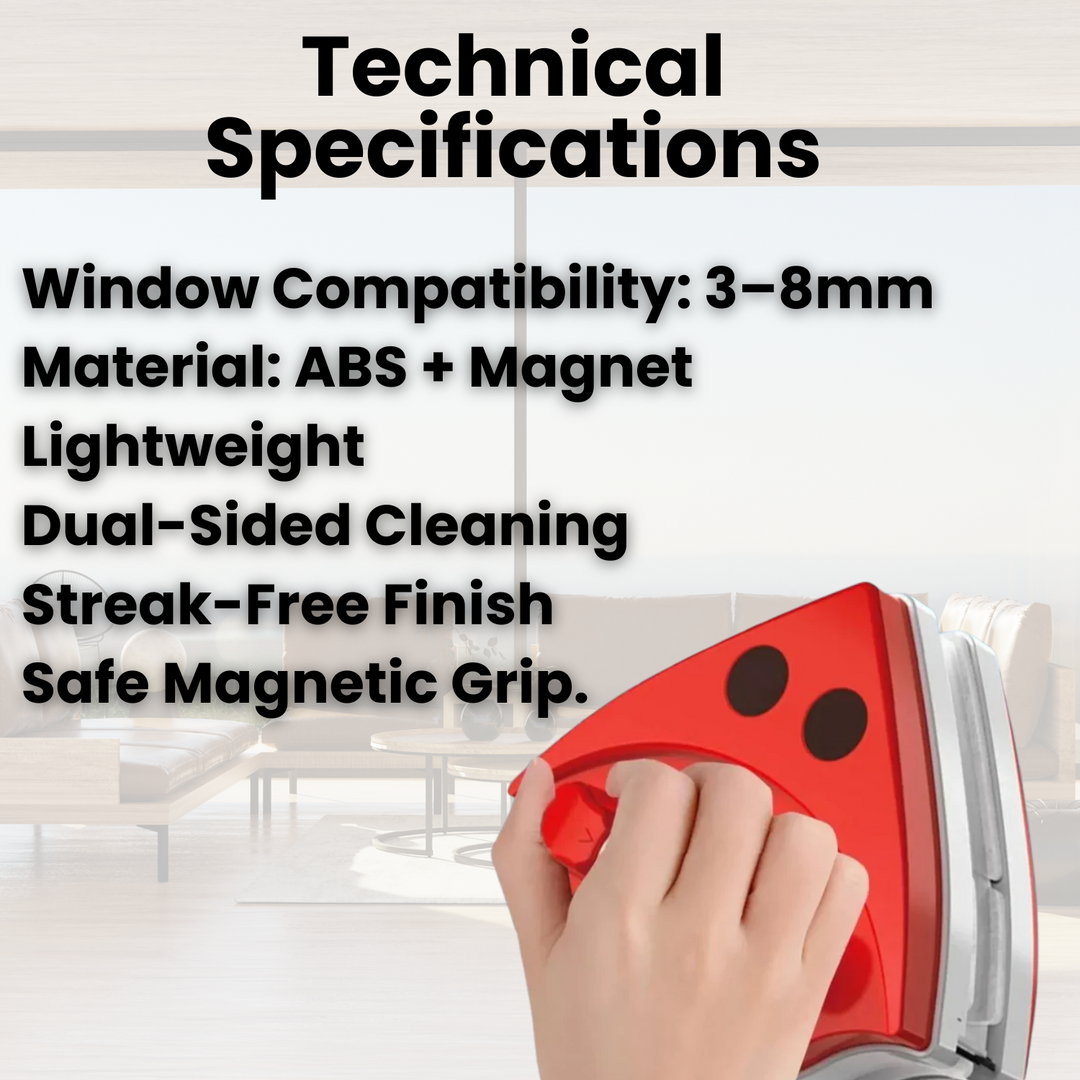Lisslune | Dual-Sided Magnetic Window Cleaner | Streak-Free, Efficient & Ideal for Hard-to-Reach Windows (3-8mm)