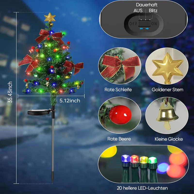 Lisslune | Solar-powered, waterproof Christmas tree decorative lights for outdoor use